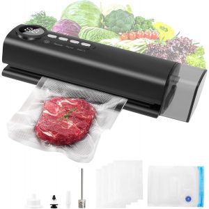 Machine Sous Vide Pour Aliments Avec Réservoir D'eau Visible,Machine Sous Vide Portative Sans Fil Avec 5 Sacs S Pour Une Conservation 6x Et Une Fraîcheur Optimale (Noir) - Neuf