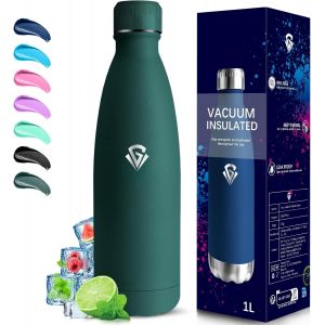 Gjfty-Gourde Isotherme, Gourde 1l, Gourde Inox, 24h Froid & 12h Chaud, Gourde Sans Bpa, Double Vide, Gourde Metal, Gourde Sport, Facile À Transporter, Bouteille D'eau Pour Aptitude, Randonnée, Campin - Neuf