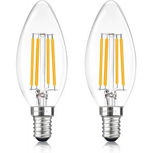 C35 E14 Ampoule Filament Led &Agrave; Petite 2w, Blanc Chaud 2700k, 200lm, 2w &Eacute;quivalent &Agrave; Lampe Halog&egrave;ne 20w, Non Dimmable, Lot De 2 - Neuf
