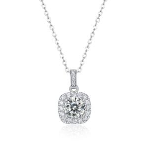 Collier Cube Moissanite En Argent 925 Pour Femme - Neuf
