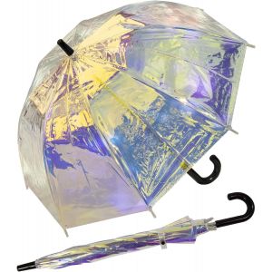 Parapluie pour enfant - Parapluie cloche transparent irisé, Transparent/multicolore, 72 cm, Parapluie pour enfant avec ouverture manuelle - Neuf