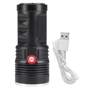 Hjlian Lampe Torche Led P50 Noire En Alliage D'aluminium, Puissante, Rechargeable Et Etanche, Ideale Pour Le Cyclisme En Exterieur - Neuf