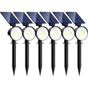 Lampe Solaire Extérieur Jardin Lot De 6, Spot Solaire Exterieur Puissant 53 Led/3 Modes, Étanche Réglable Lumiere Solaire Pour Allée Chemins Murale[Blanc Froid] - Neuf
