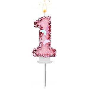 Eryi-8 X 5 Cm Bougies Numéro D'anniversaire, Bougies Roses Scintillantes Cake Topper Bougies D'anniversaire Papillon Avec Paillettes Pour Les Fournitures De Célébrations D'anniversaire (Numéro 1) - Neuf