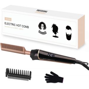 Ceramic Electric Hair Straightening Comb With Lcd Display, 80&deg;C - 230&deg;C For Afro/Wigs - Anti-Scald - Neuf