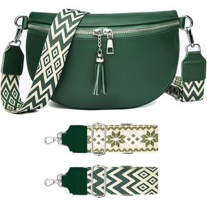 RFCBC-Sac Banane Femme en Cuir Véritable Sac bandoulière Femme Petit Sacoche Banane Chic Sac a Main Femmes Bandoulieres avec 2 Sangles Larges Réglables et Amovibles - Neuf