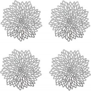 2024 Nouveau Set De Table Argenté 4 Pièces,Set De Table Rond Évidé,Set De Table En Plastique Rond - Neuf