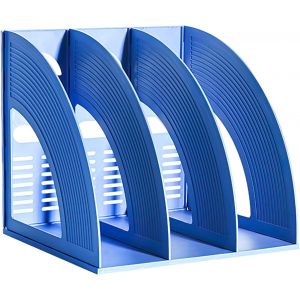 Porte-documents A4 pour magazines, dossiers, organiseurs de bureau, compartiments, bo&icirc;te &agrave; documents, serre-livres pour le bureau, la maison et les &eacute;tag&egrave;res de rangement (gris, 3 - Neuf