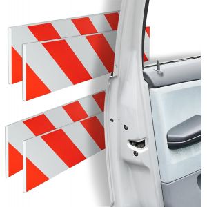 Protection De Garage Pour La Porti&egrave;re Automobile, Lot 4, R&eacute;fl&eacute;chissante, 10 X 50 Cm, Rouge Et Blanc - Neuf