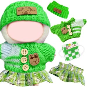 Lot de 4 v&ecirc;tements et accessoires de poup&eacute;e de 17 cm, comprend une jupe en tricot, un chapeau, un sac cadeau pour gar&ccedil;ons et filles (pas de poup&eacute;e) - Neuf