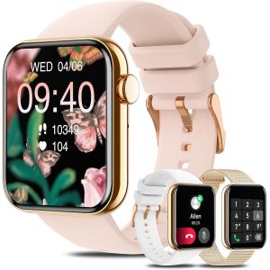 Montre Connect&eacute;e Femme, 1.85'' Smartwatch avec Appel Bluetooth, 19 Modes Sportifs, Moniteur de Fr&eacute;quence Cardiaque/SpO2/Sommeil/voix AI, Montre Intelligente pour Android iOS - Neuf