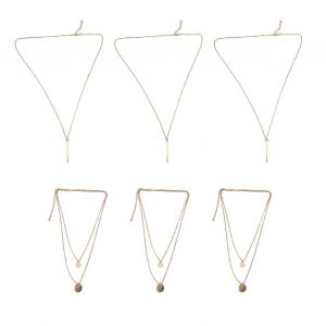 6pcs Colliers Hypoallergénique Résistant À La Décoloration Résistant À La Rouille Barre Disque Pendentif Collier En Couches Pour Femmes Filles D¿Or - Neuf