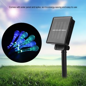Hjlian Guirlande Lumineuse Solaire 20 Led En Forme De Goutte D'eau, Luminaire Decoratif Pour Jardin, Fete (Colore) - Neuf