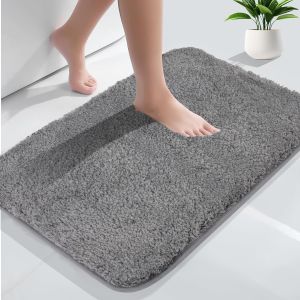 KAL-Tapis De Bain Antidérapant, Tapis Salle Bain Moelleux En Microfibre À Poils Longs, Super Absorbant Et Lavable En Machine, Pour La Salle De Bain, Douche, Baignoire, 40 X 60 Cm, Gris - Neuf