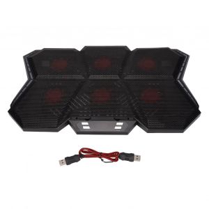 Refroidisseur pour ordinateur portable 6 ventilateurs silencieux reglables haute vitesse 2600 tr/min 12 modes RVB avec ecran LED pour ordinateurs portables de 12 a 17 pouces - Neuf