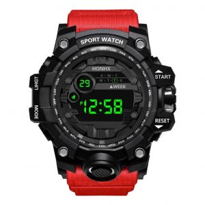 Y12 Montres Pour Hommes Grand Cadran Led Montre Num&eacute;rique Multifonction Hommes Montre De Sport R&eacute;veil Chronom&egrave;tre Fitness Montre-Bracelet &Eacute;lectronique Y12-Red - Neuf