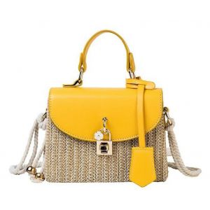 En Paille tress&eacute;e Sac &agrave; Bandouli&egrave;re pour les Femmes, les Petits Bobo Sac de Plage en Rotin avec Poign&eacute;e en Cuir, fabriqu&eacute;s &agrave; la main d'&Eacute;paule de Sac &agrave; main - Neuf