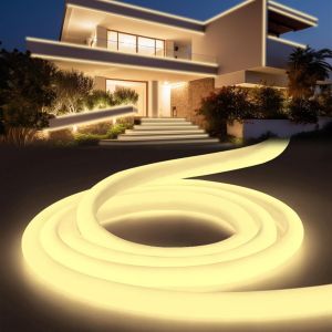 Led Neon Blanc Neutre 5M, Flexible Ruban Led Exterieur Etanche Ip65, Tube Rond D&eacute;coupable Lumiere Bande 220V Led Strip Light Pour Maison Jardin F&ecirc;te Chambre Deco, Comprend Une Alimentation - Neuf