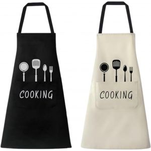 Loranka-2 Pack Chef Tabliers, Tablier Cuisine, Tablier Cuisine Homme Femme, &Eacute;tanche Avec 1 Poches, Tablier Barbecue Homme Femme, Jardinage, Restaurant, Barbecue, Caf&eacute; - Neuf