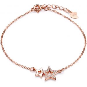 Bracelet De L'étoile En Argent 925 Orné Zircon Bijou Élégant En Couleur D'or Rose(La Chaîne Est Réglable) - Neuf