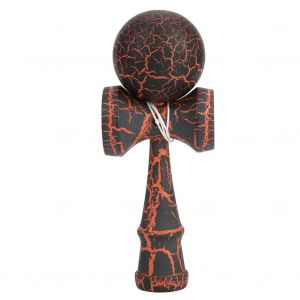 Balle Kendama a peinture craquelee, jeu de jonglerie habile, jouet traditionnel japonais (noir et orange) - Neuf