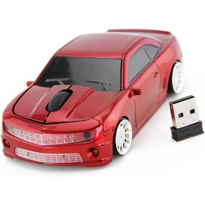 Souris D'ordinateur sans Fil,Souris sans Fil 2,4 G en Forme de Voiture de Sport,Capteur de Haute Précision,Souris à économie D'énergie (Rouge) - Neuf