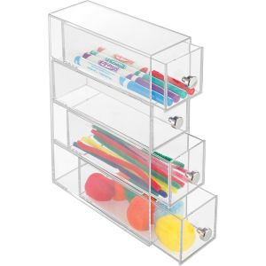Drawers Boite-Tiroirs,Rangement Salle de Bain en Plastique Avec 4 Tiroirs,Boite Rangement pour Cosmétiques Ou Accessoires de Bureau,Transparent - Neuf