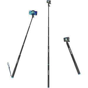 SmaPole Extensible Selfie Stick, Poteau t&eacute;lescopique pour GoPro Fusion, GoPro Hero 13/12/11/10/9/8/7/6/5/4/3/2/1/Session et DJI Osmo Action 3/2 (Version &eacute;tendue 43-221cm) - Neuf
