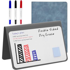 JEXNOVASHOP-Tableau Blanc Effacable Portable Tableaux Blancs avec Stylo &agrave; 3 couleurs, R&eacute;utilis&eacute;s Livres Tableau Memo Adapt&eacute; aux Notes de R&eacute;union, Listes de Courses, M&eacute;mo(24 * 34cm) - Neuf