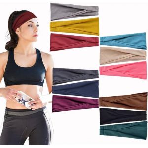 Tzf-12pcs Bandeau Cheveux Femme, Basicon Doux &Eacute;lastique Bandeau Cheveux Yoga Sport Headband Yoga Courir Bandeaux Sport Boho Bandeaux Pour Femmes Hairband - Neuf