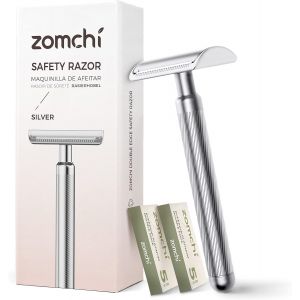 Letnerny-Rasoir De Sécurité À Double Tranchant Pour Hommes Et Femmes, Rasoir En Métal Haut De Gamme Avec 10 Lames De Rasoir De Sécurité À Double Tranchant, Rasoir À Lame Unique ¿ Argent Noble - Neuf