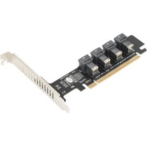 ChenQuanSarl-Carte D'Extension U.2 Pcie, Carte Adaptateur Pcie Vers U.2, Cartes D'Extension Pcie X16 Vers 4 Ports U.2 Nvme Sff-8643/8639 Avec Indicateur Led Carte De Dérivation Pcie 4.0 Ph49-4P - Neuf