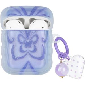 Coque Compatible avec Airpods 1/2nd G&eacute;n&eacute;ration avec Porte-cl&eacute;s C?ur, Housse Transparent avec Papillon Violet pour Femmes, &Eacute;tui de Protection en Silicone TPU Antichoc Anti-Rayures Antid&eacute;rapant - Neuf