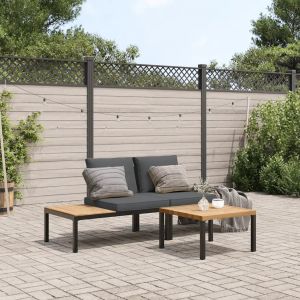 Prolenta Premium - Salon De Jardin 3 Pcs Avec Coussins Noir Aluminium - Neuf