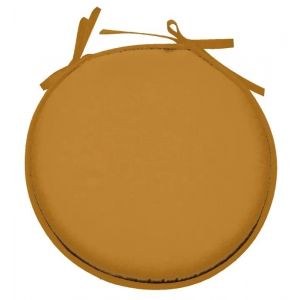 Galette De Chaise - Pop Color - Curry - 40 Cm - Ronde - Uni - Neuf