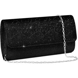 KALANKA-Sac de Soir&eacute;e Pochette, Pochette Enveloppe Sac de Soir&eacute;e pour Femme Sac &agrave; Main de Soir&eacute;e Etincelant pour Soir&eacute;e Mariage Bal de Fin d'ann&eacute;e F&ecirc;te, Noir - Neuf
