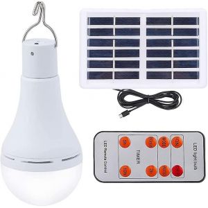 Ampoule Solaire À Trois Niveaux Dimmable 9w Avec Capteur De Lumière Portable Rechargeable Pour Abri De Camping - Neuf