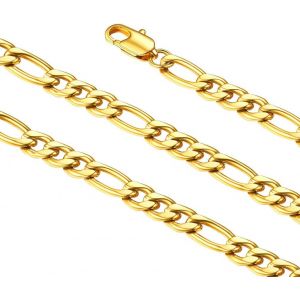 Kal-3mm/5mm/8mm Maille Figaro 3 En 1,Collier Or 40-80cm Chaine Figaro Homme Pour Pendentif, Chaine Collier Acier Inoxydable Pour Homme Lui - Neuf