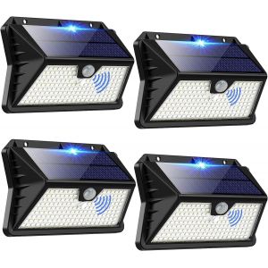 Lampe Solaire Exterieur, &iquest;4 Pack&iquest; 3 Modes Projecteur Eclairage Avec Detecteur, 185 Led Spot Solaire Ip65 Etanche Lumiere Solaire Pour Jardin, Garage, Patio - Neuf