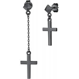Boucles D'oreilles Croix Hommes Hommes Argent Sterling 925 Asym&eacute;trique Stud Boucles D'oreilles Pendentif Boucle D'oreille Hommes Croix De Saint-Pierre Boucles D'oreilles Pour Femmes Filles - Neuf