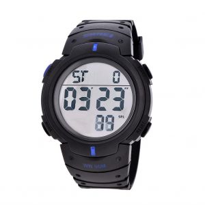 M&acirc;le Num&eacute;rique Led R&eacute;tro&eacute;clairage &Eacute;lectronique Montre-Bracelet Ronde Sport Montre-Bracelet (Bo&icirc;tier Noir Bleu) - Neuf