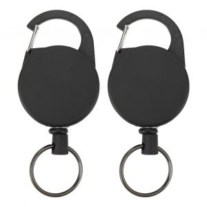 Lot De 2 Porte-Cles Retractables En Acier Inoxydable A Fort Rebond, Anti-Perte, Avec Enrouleur De Badge Retractable - Neuf