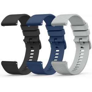 3 Pi&egrave;ces 20mm 22mm Bracelet De Montre En Silicone, Souple Bracelet De Replacement En D&eacute;gagement Rapide Avec Boucle En M&ecirc;me Couleur Homme Femme 20mm 22mm - Neuf
