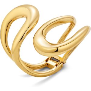 Bracelet Manchette Large Et Épais Pour Femme En Forme De Goutte D'eau Doré Et Argenté - Double Couche À Charnière Ouverte - Neuf