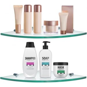 Lot De 2 Étagères Murales En Verre Pour Salle De Bain - 292 X 292 Mm - 8 Mm D'épaisseur - Étagère D'angle En Verre Trempé Pour Vestiaire, Cuisine, Salon, Chambre À Coucher - Neuf