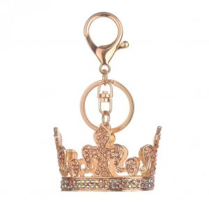 Belle Couronne Strass Motif Porte-Cl&eacute;s Cl&eacute;s Anneau Pendentif Accrocher D&eacute;coration (Champagne) - Neuf