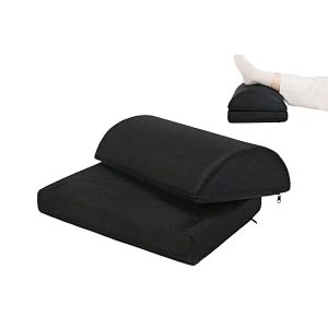 Repose-pieds r&eacute;glable pour bureau, tabouret ergonomique avec housse lavable et support en mousse r&eacute;glable en hauteur - Neuf