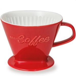 Cmws-Xxl Filtre À Café En Porcelaine Céramique - Taille De Filtre 4-6 - Rouge - Neuf
