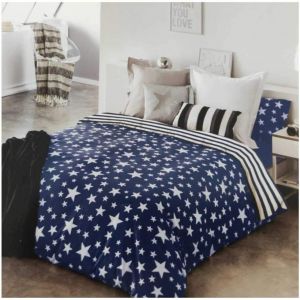 Tzf-Housse De Couette Givette Bleue Pour Lit De 180 X 190/200 Cm, 50 % Coton, 50 % Polyester. Couleur Bleue. - Neuf