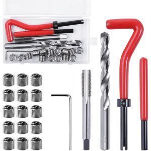MEVRONISSHOP-20 pi&egrave;ces M10 x 1,5 mm Kit d&iquest;Insertion de r&eacute;paration de Filetage, kit d&iquest;h&eacute;lico&iuml;dence m&eacute;trique en Acier Inoxydable avec forets HSS, Kits d&iquest;Outils de r&eacute;enfilage Portables pour Auto - Neuf